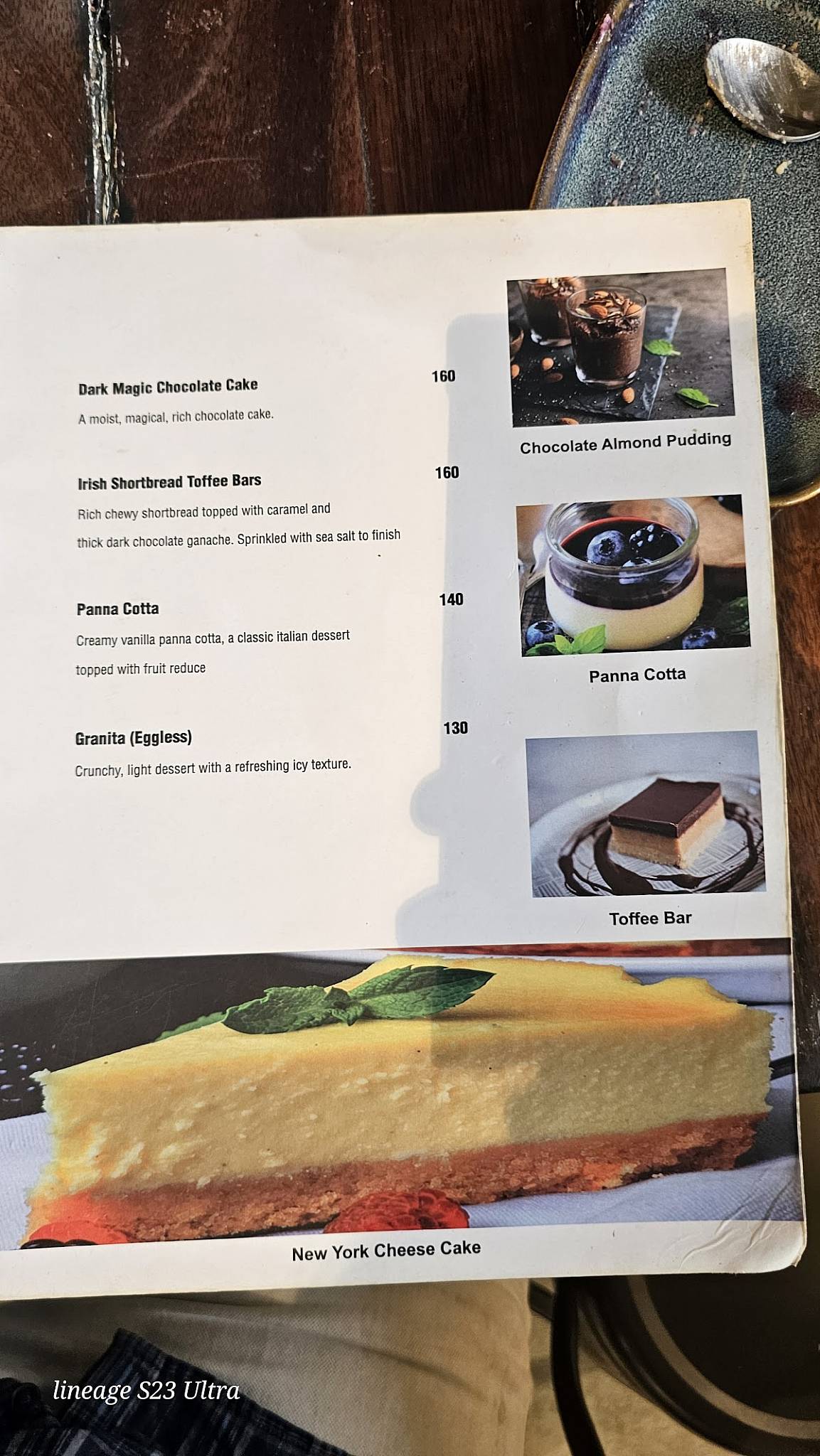 The Irish cafe menu