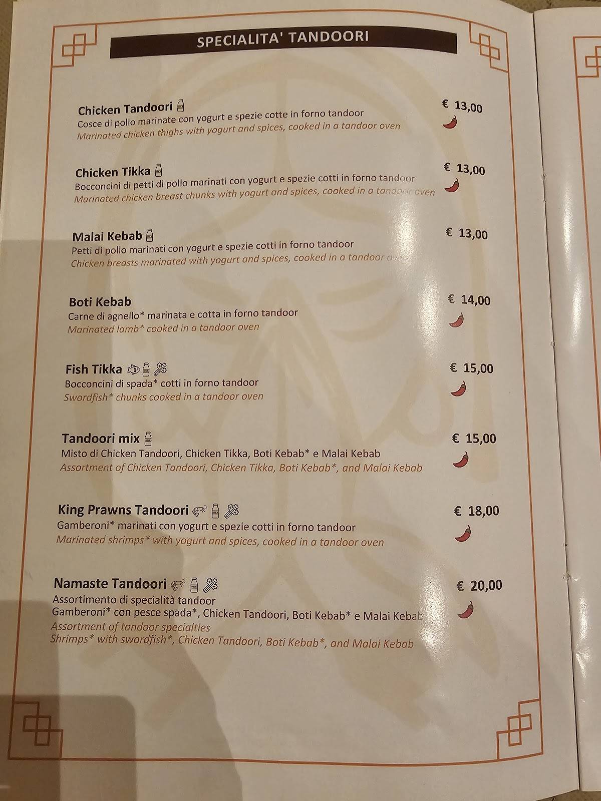 Menu di Namasté Ristorante Indiano 