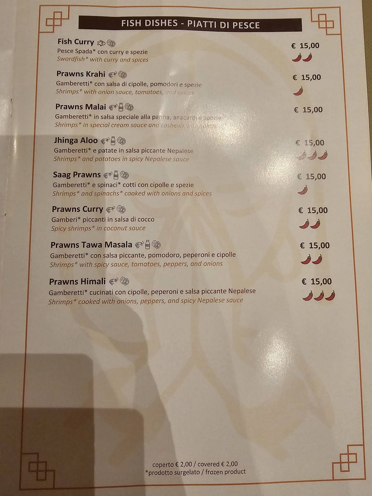 Menu di Namasté Ristorante Indiano 