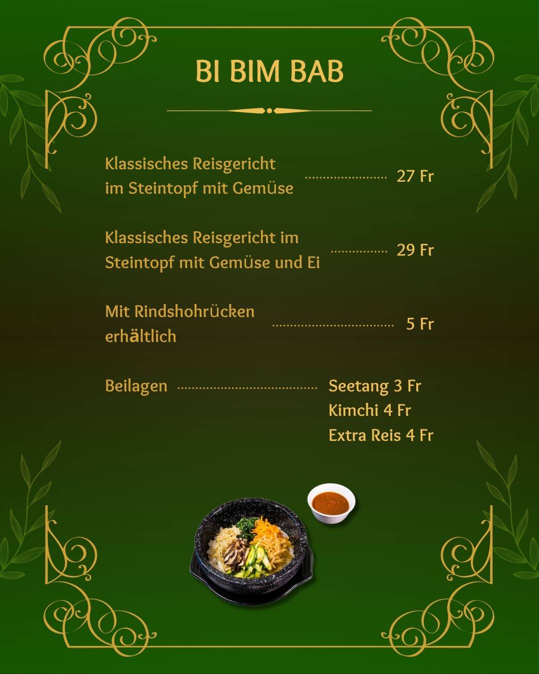 Menu di Namsan Restaurant 