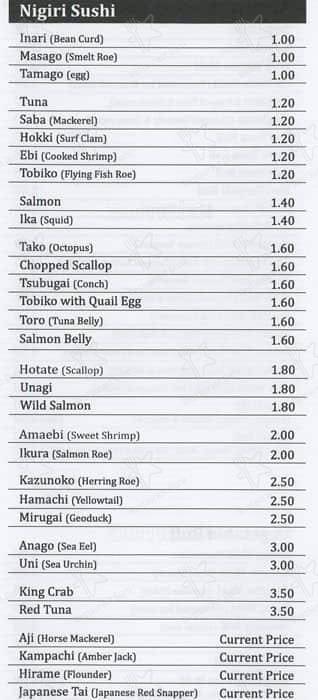 Menu de Nao Sushi