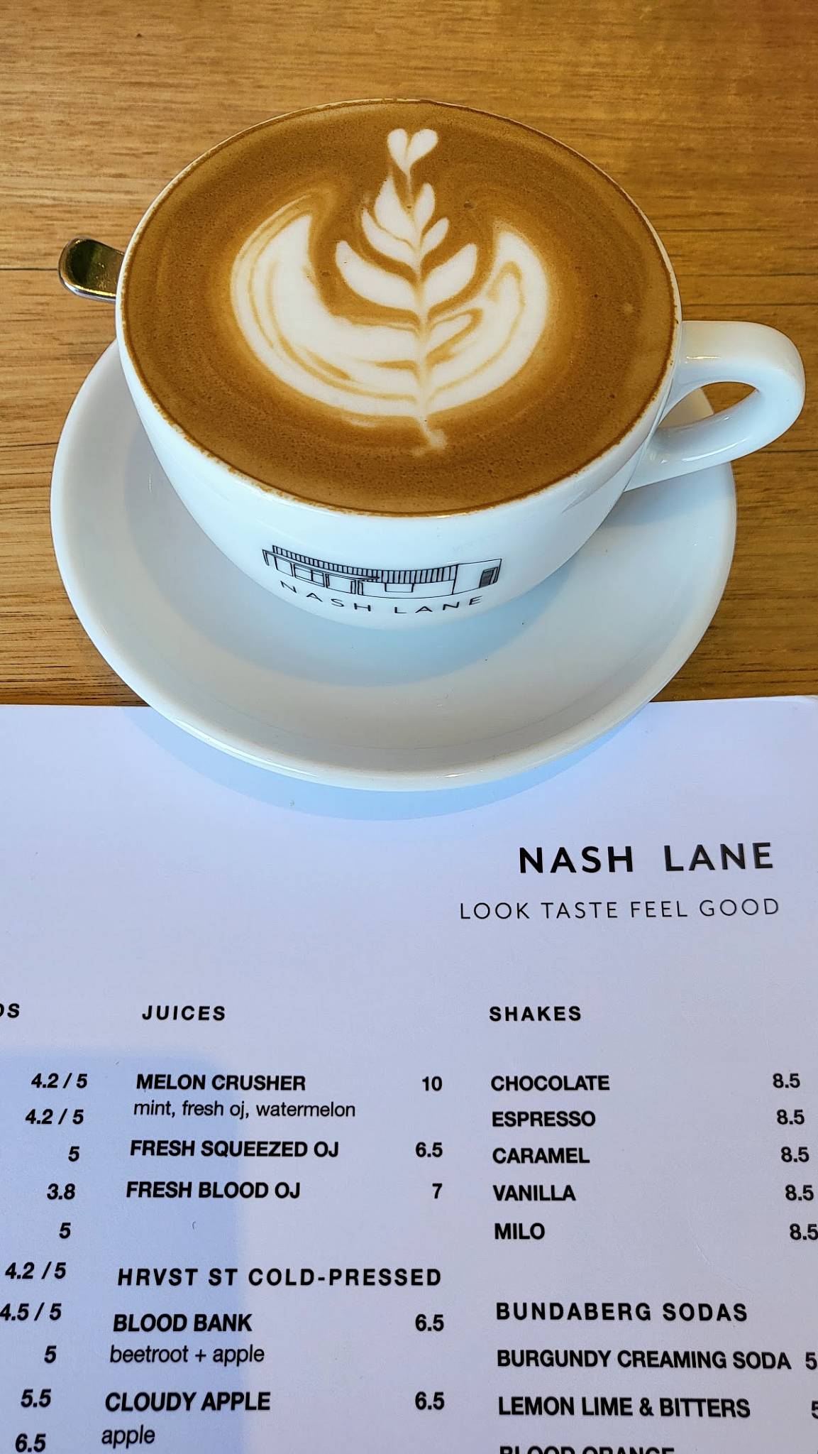 Menu at Nash Lane cafe, Mildura, 163165 Tenth St