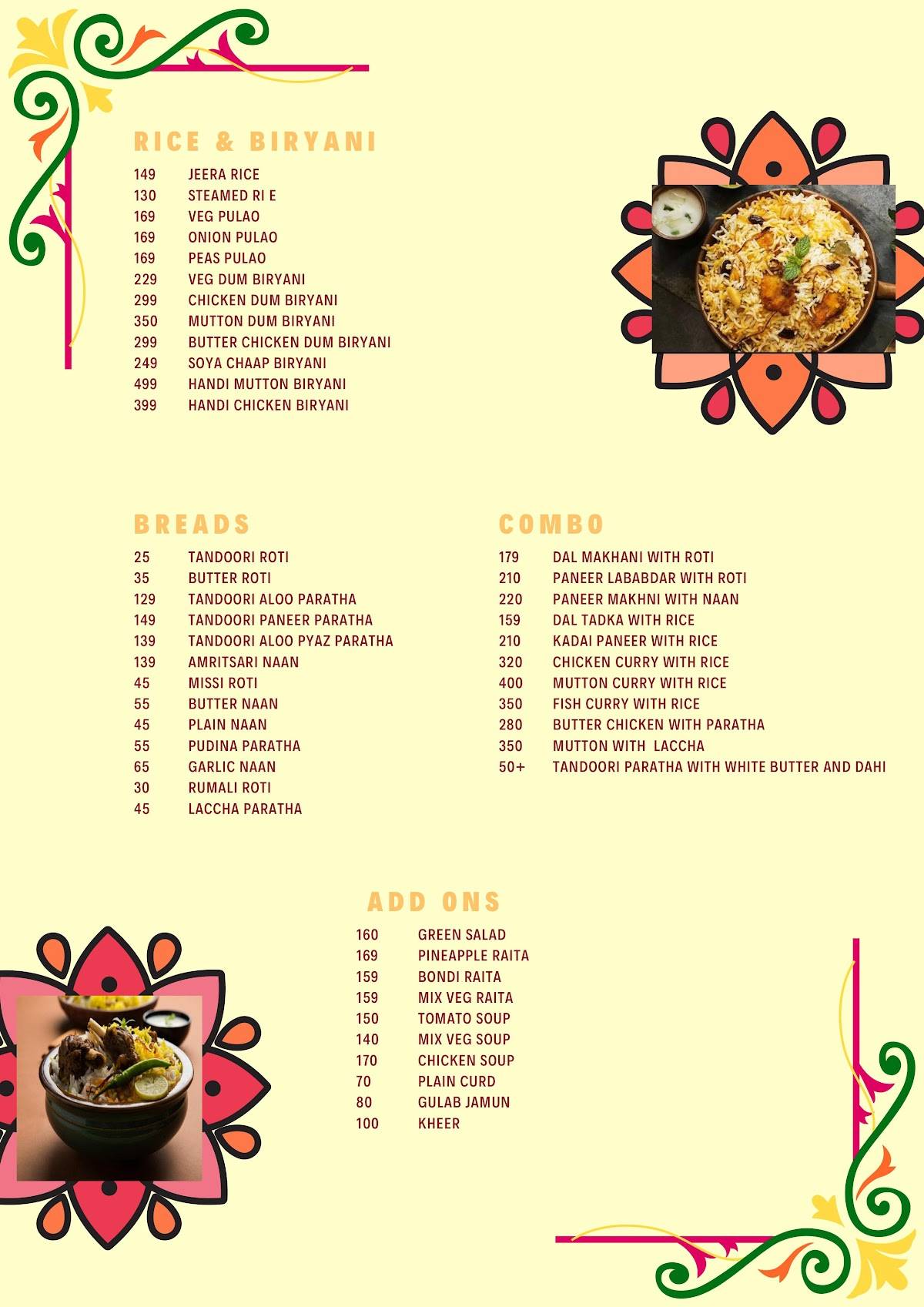 Naughty American Diner menu