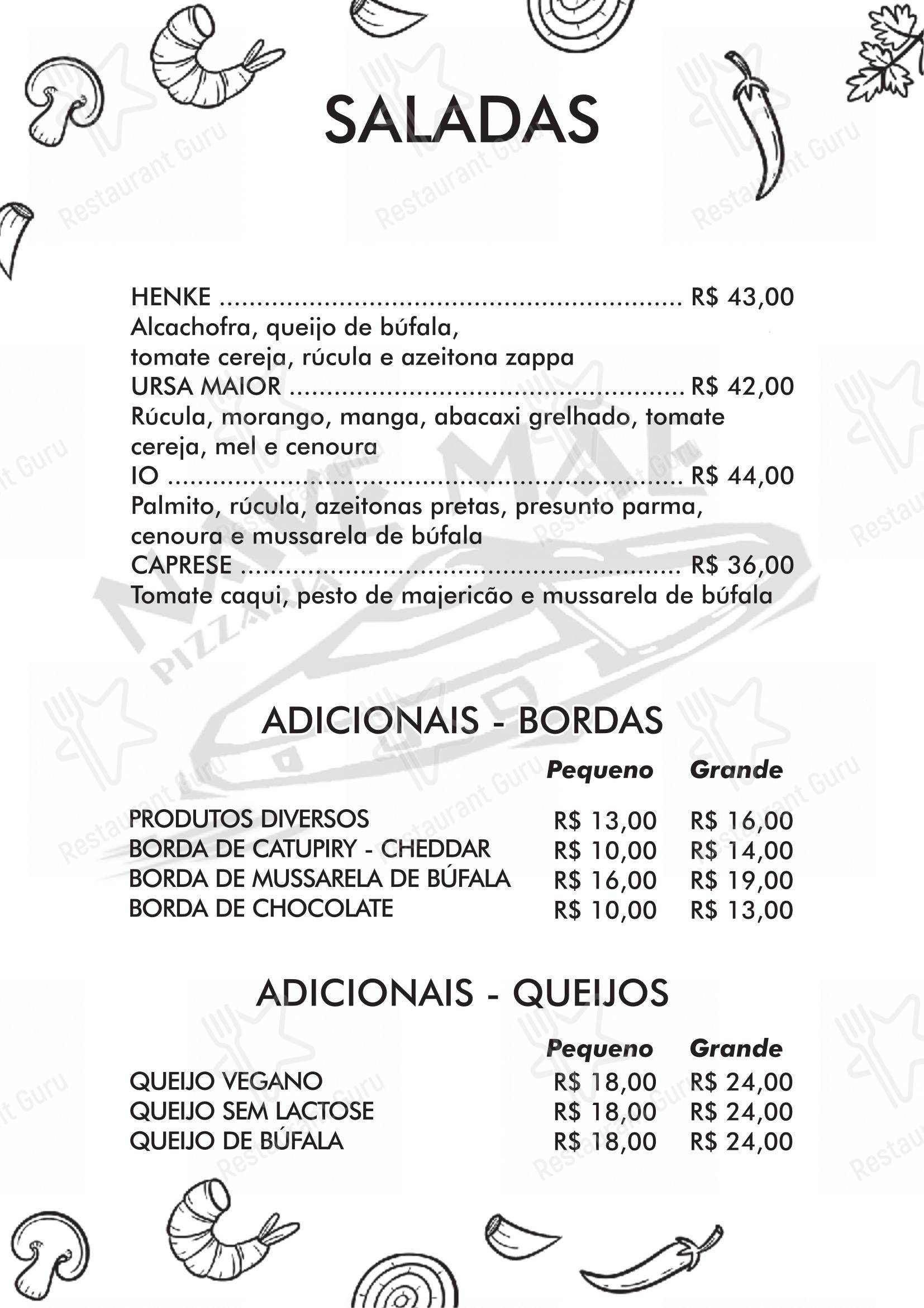 Menu para Pizzaria Nave Mãe pizzaria