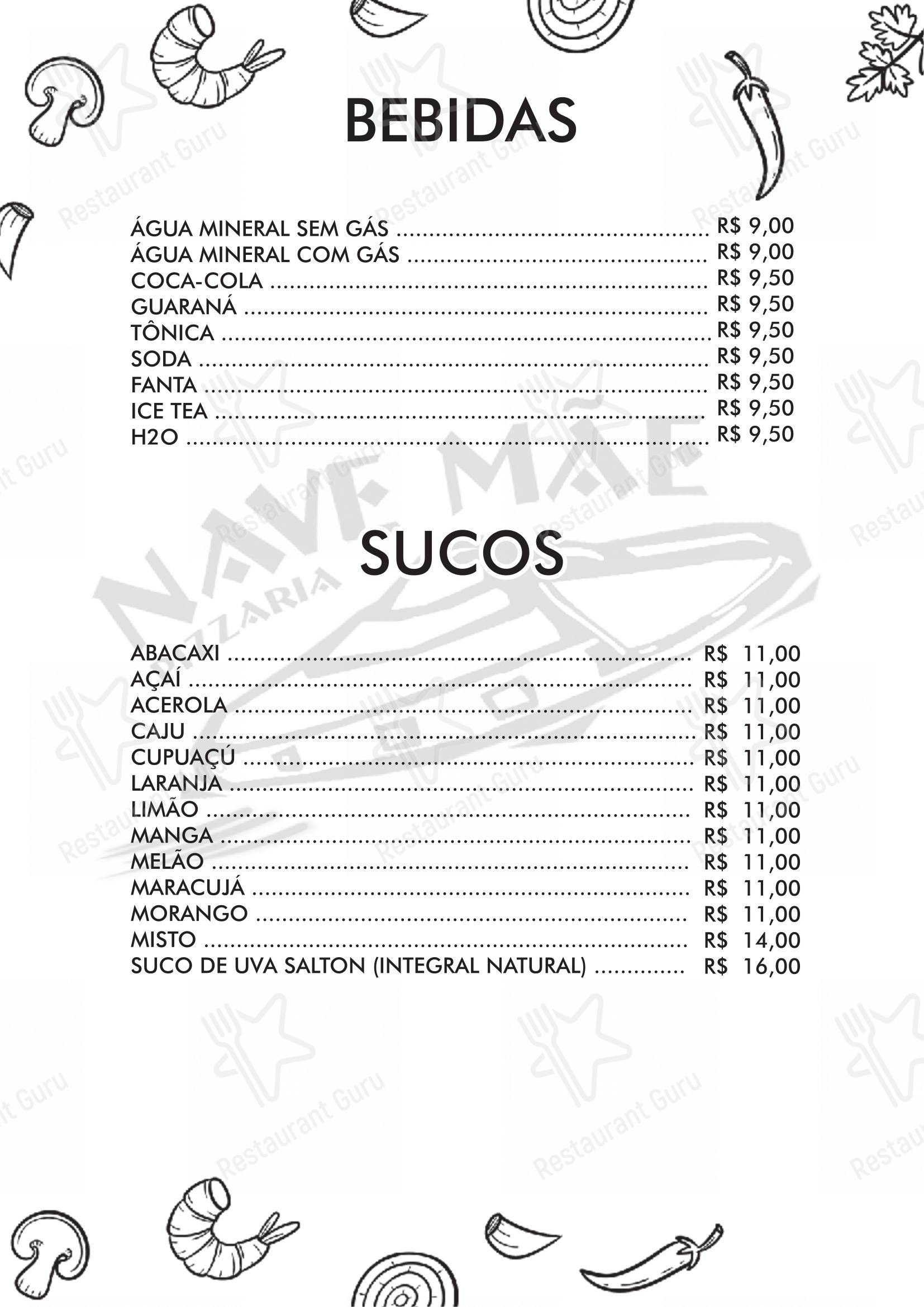 Menu para Pizzaria Nave Mãe pizzaria