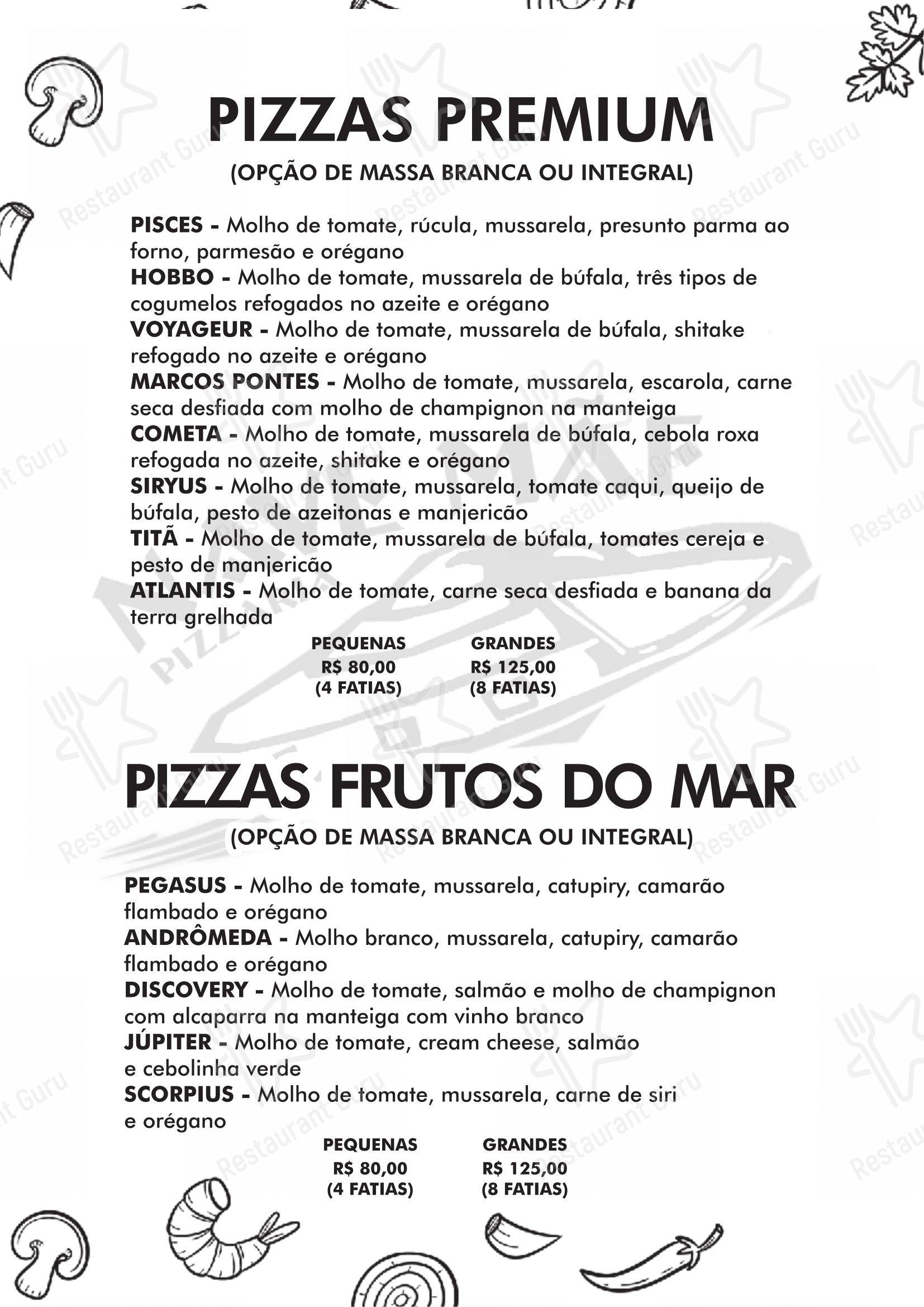 Menu para Pizzaria Nave Mãe em Florianópolis