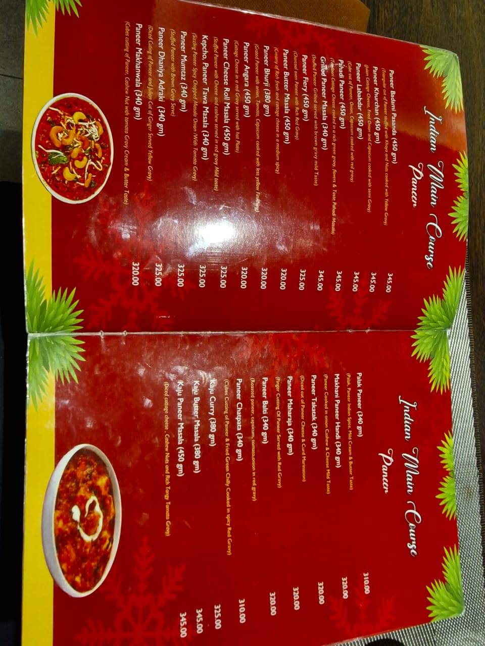 NRICH SPICE menu