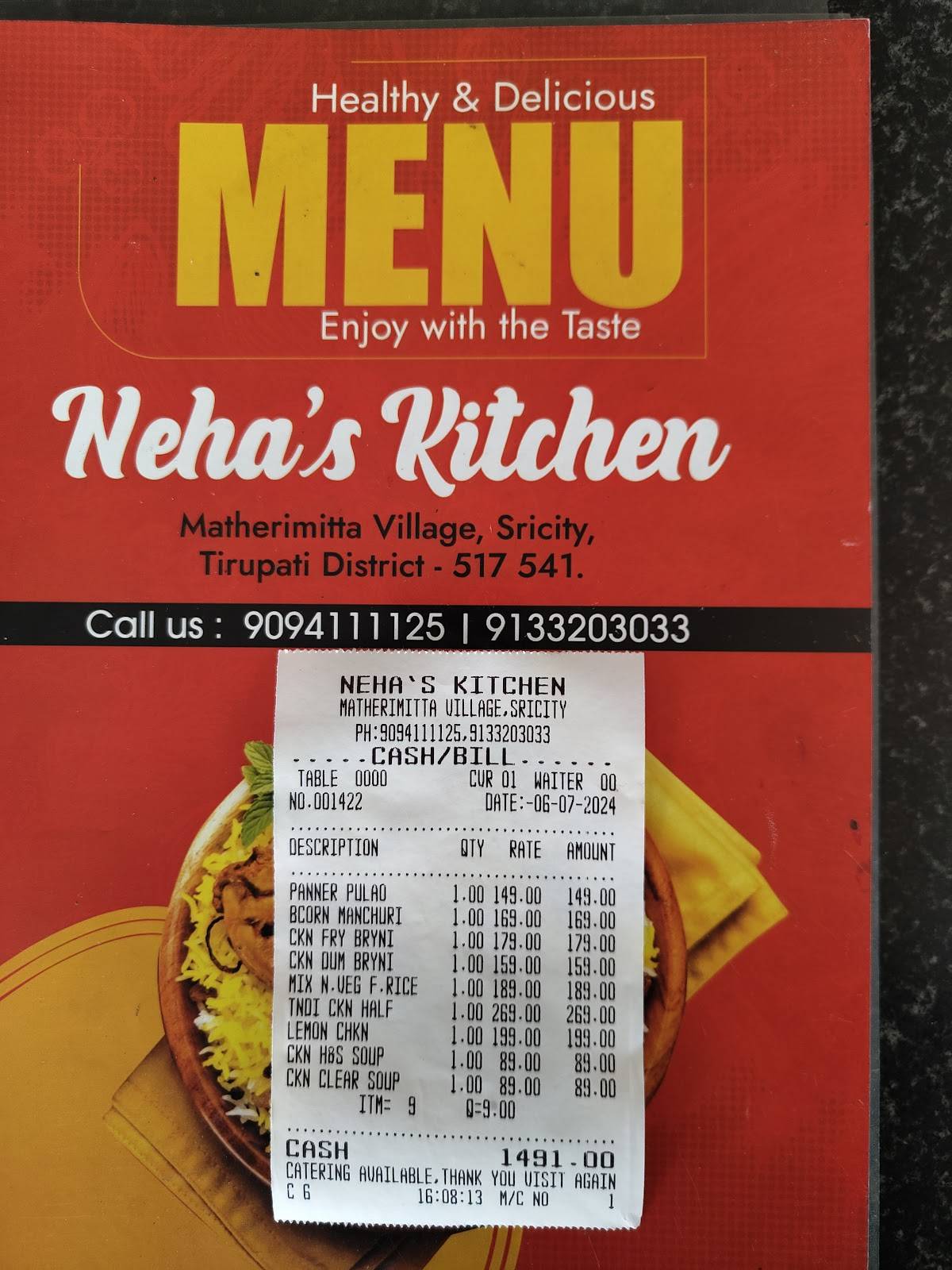 Neha's Kitchen menu