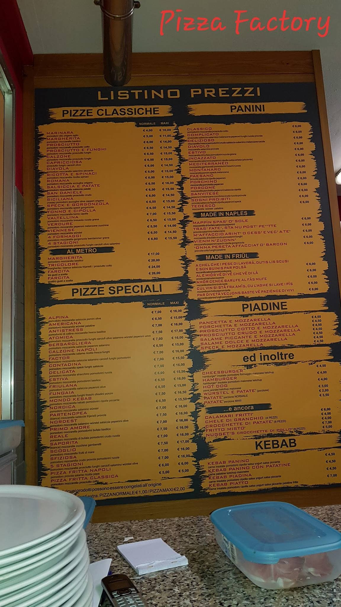 Menu di Pizza Factory 