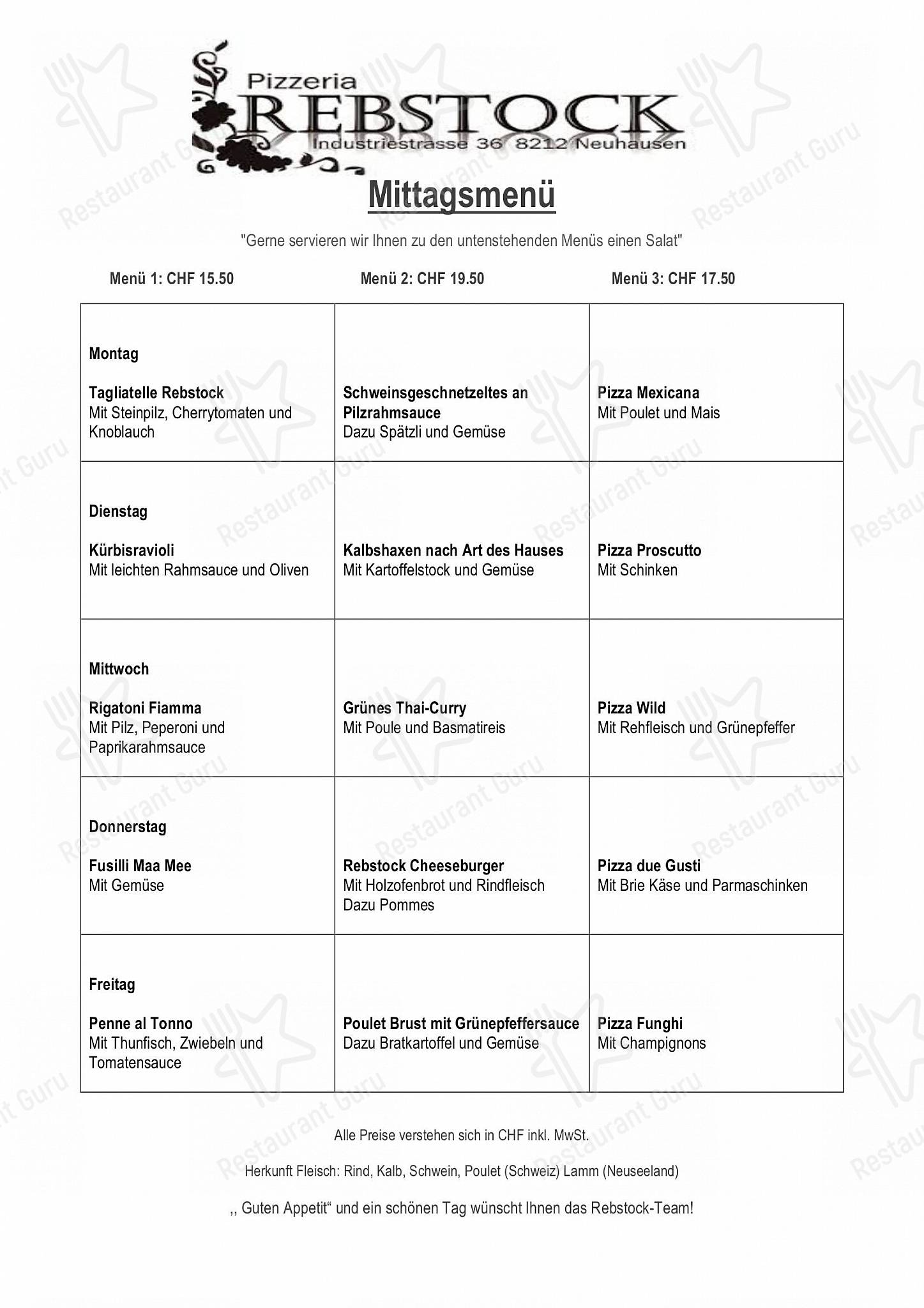 Menu di Pizzeria Rebstock - Детское