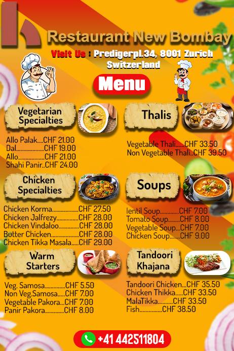Menu di New Bombay 