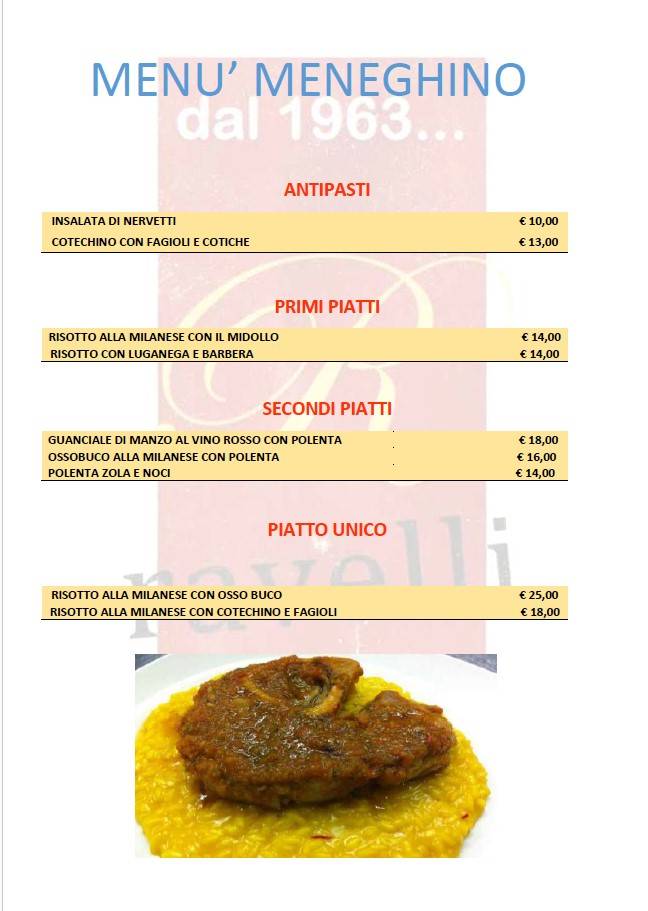 Menu di Nuovo Cafè Ravelli Srl 