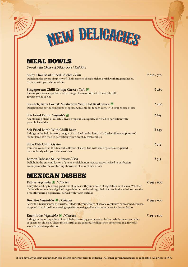 Cafe Delhi Heights menu