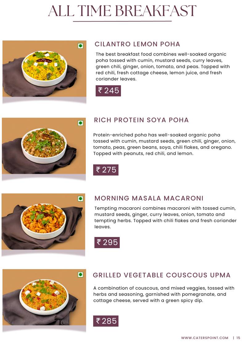 Caterspoint Vasant Kunj menu