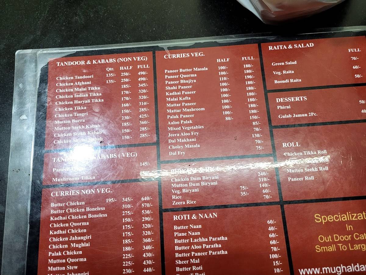 Mughal Darbar menu