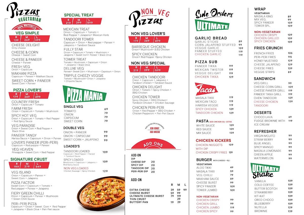 Pizza Tower menu