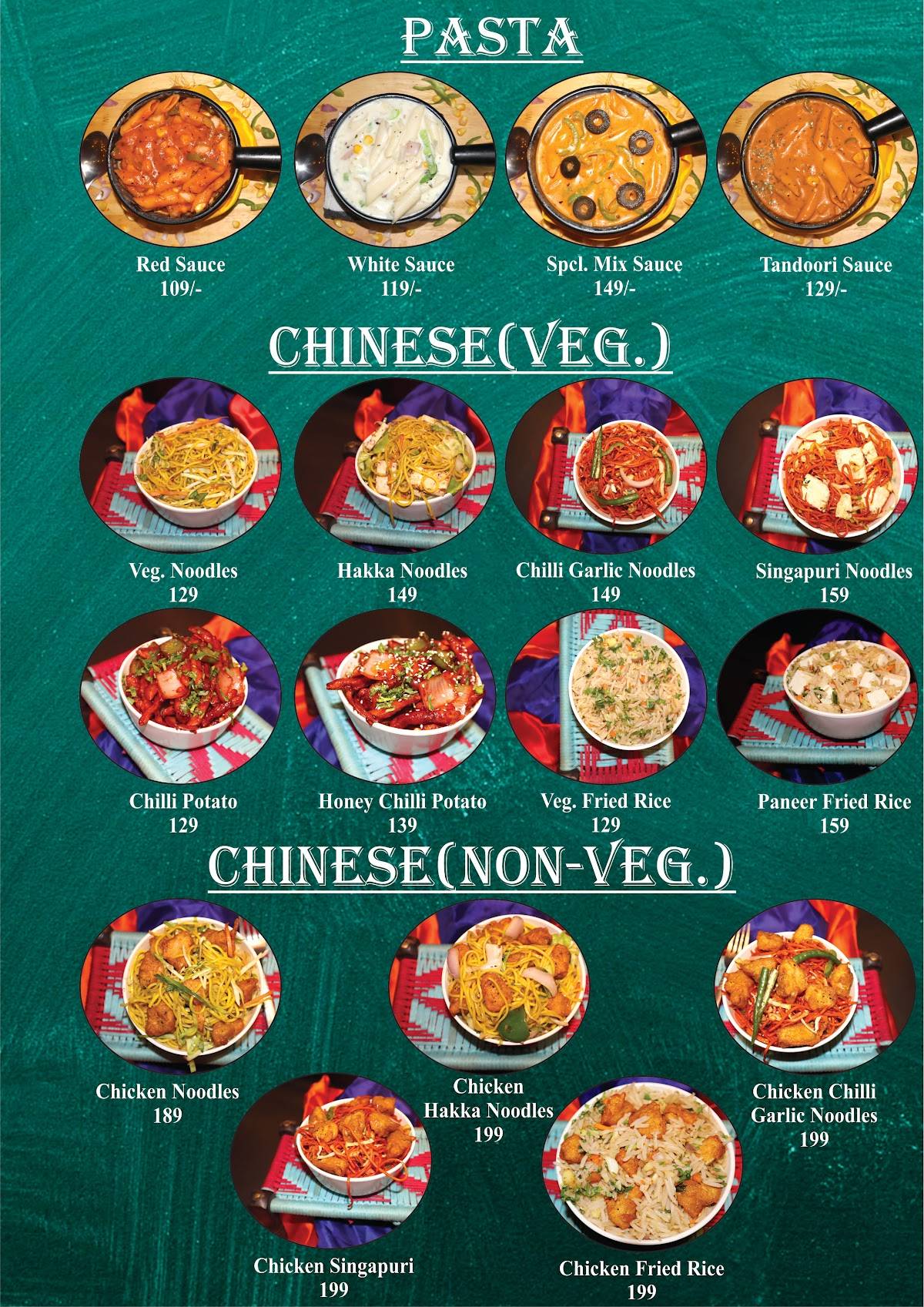 Pizza studio menu