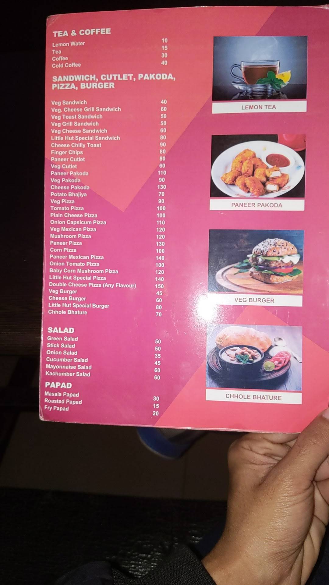 New Little Hut Restaurant menu