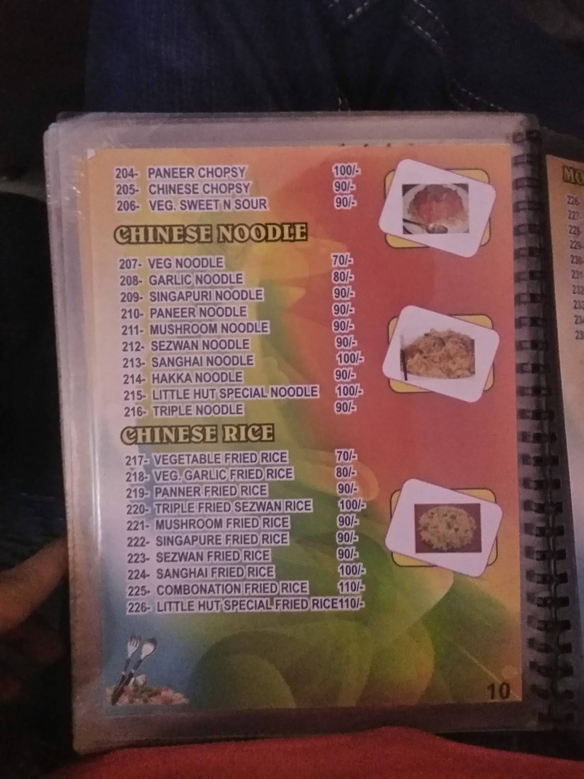 New Little Hut Restaurant menu