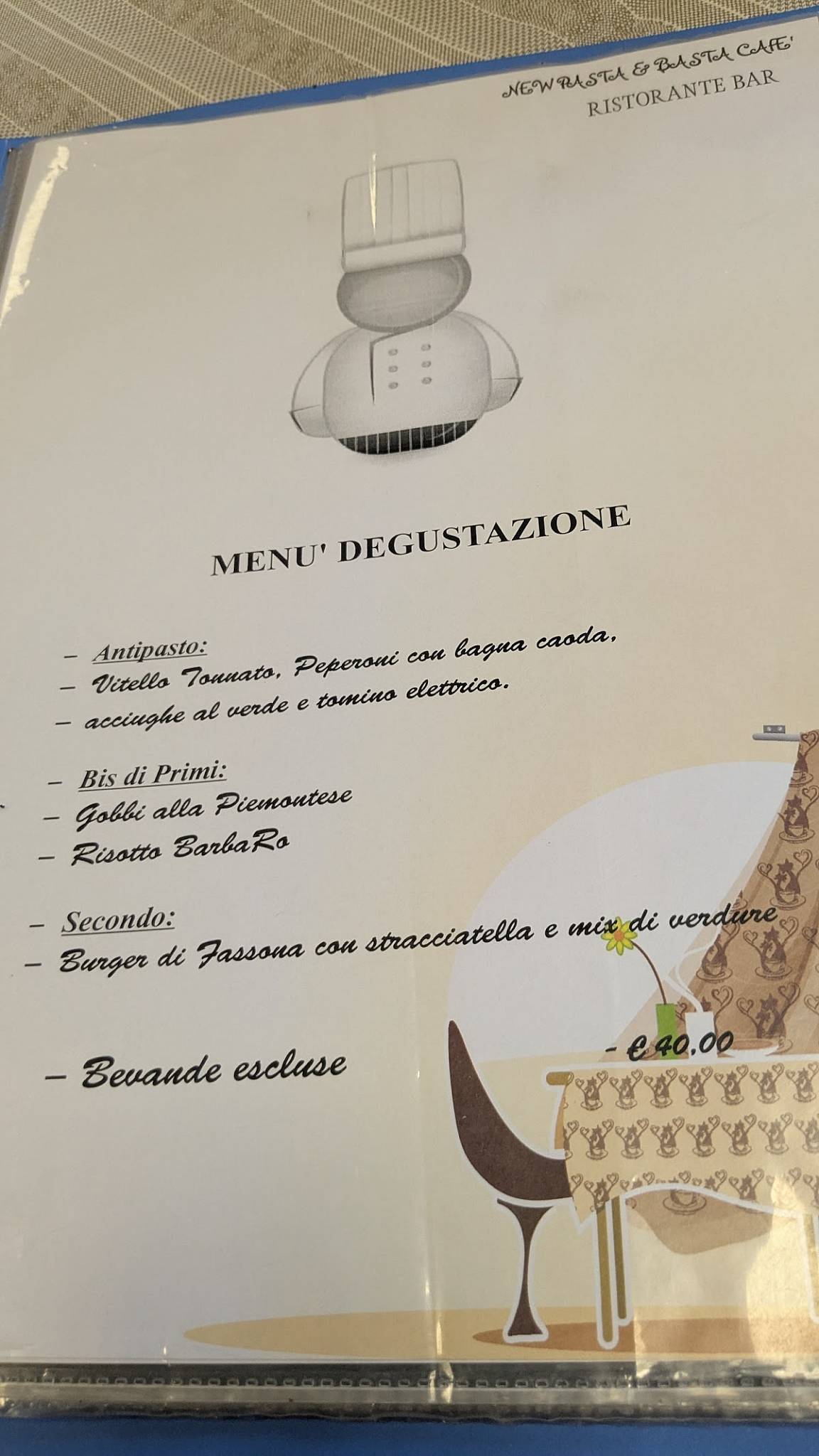 Menu di Pasta e basta 