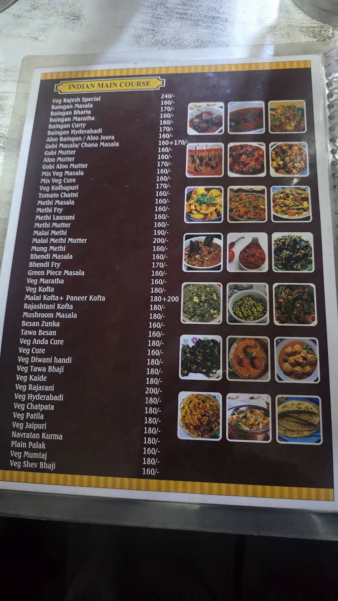 New Rajesh Hotel menu