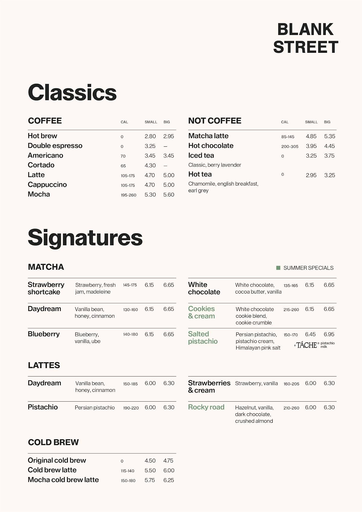 Menu At Blank Street Coffee New York City 300 Bleecker St Menu at blank street coffee new york city 300 bleecker st