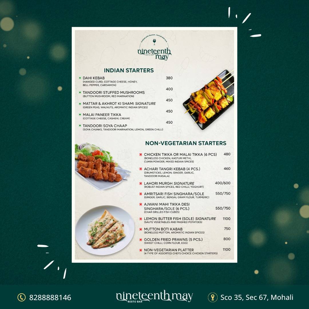 Nineteenth May Resto-Bar Catering Services menu