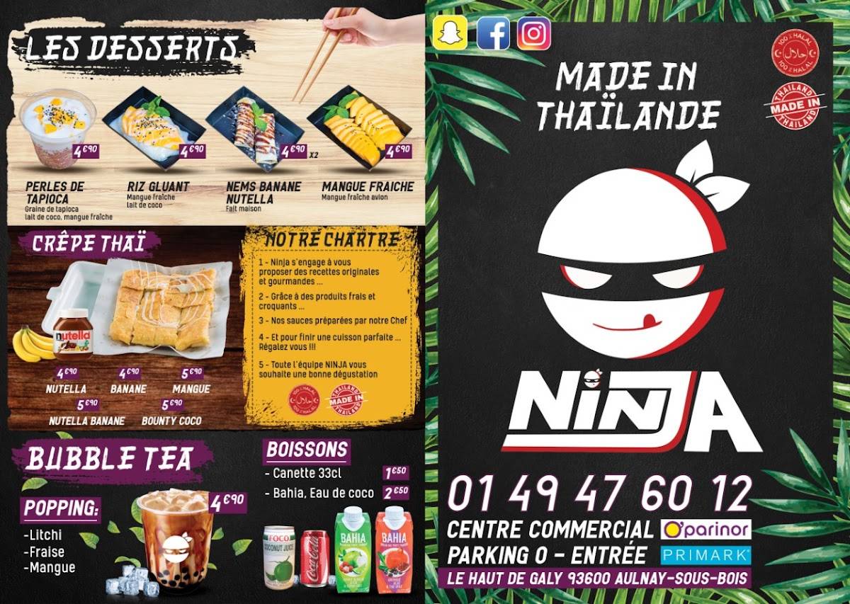 Меню ресторана Ninja Thai, Оне-су-Буа, Primark