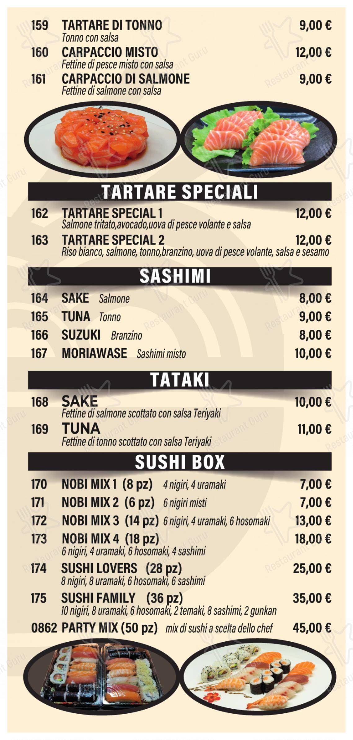 菜单 per Nobi Fusion Restaurant ristorante