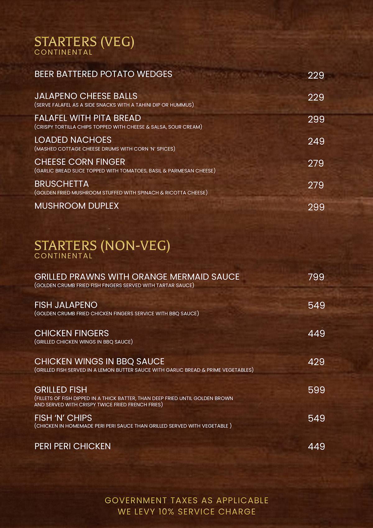 Atmos29 RestoBar & Club menu