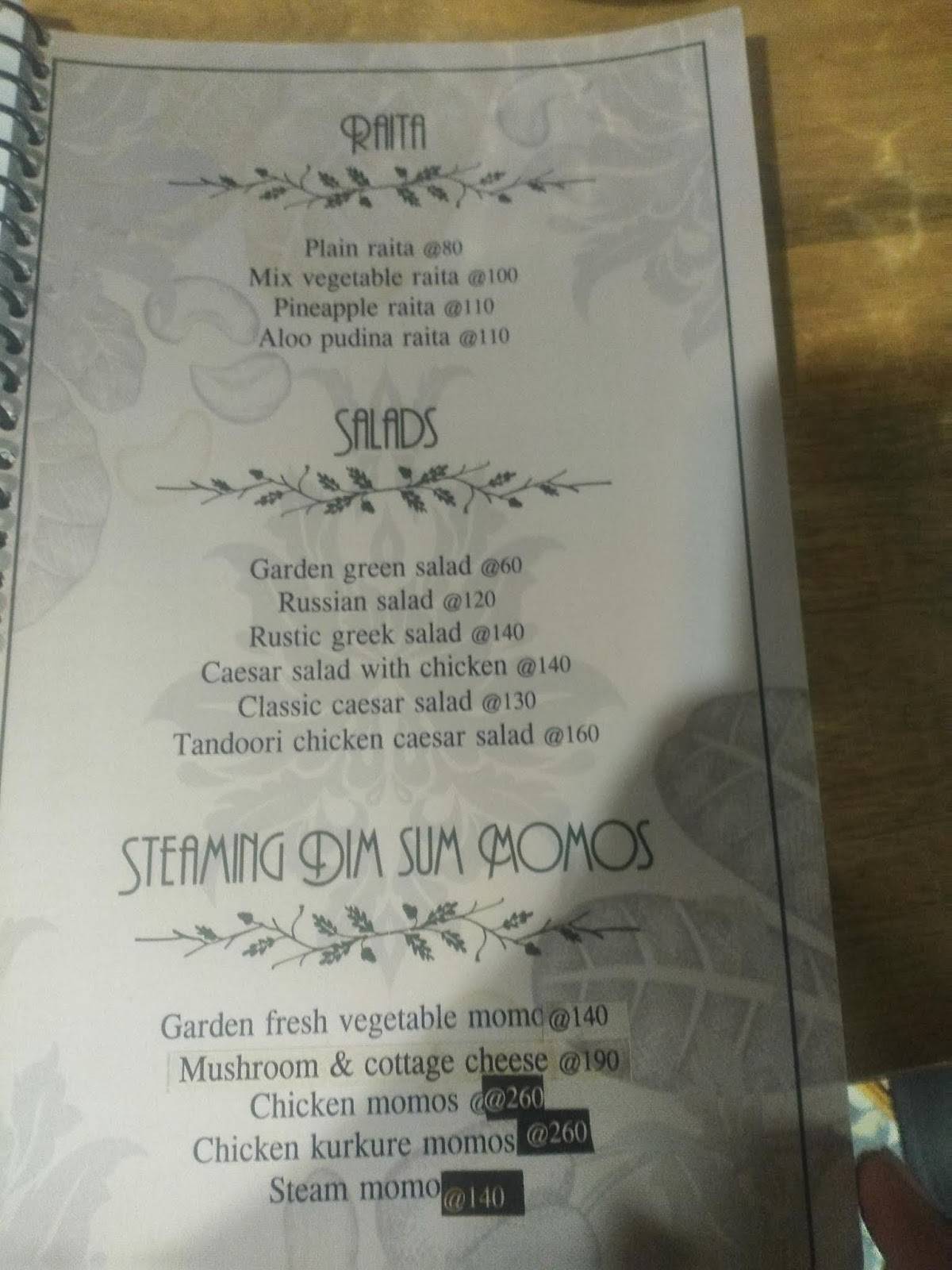 Nomads cafe menu