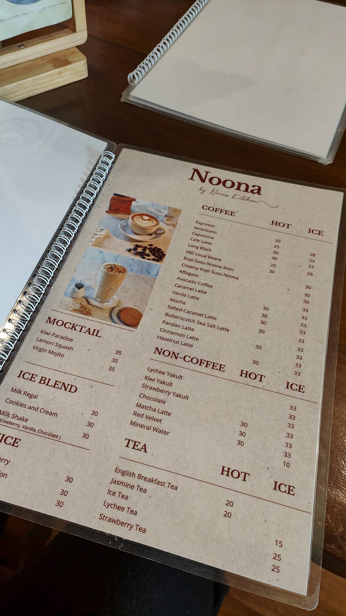 Menu at Noona by Nina’s Kitchen restaurant, East Jakarta