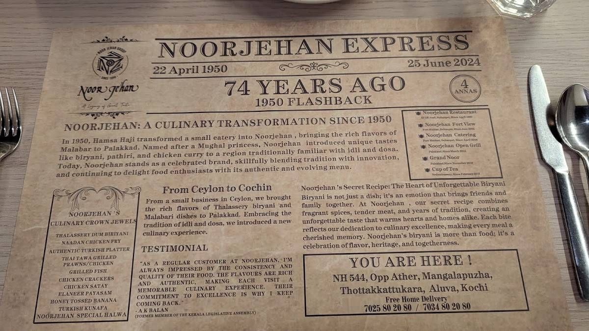 Noorjehan Multi-Cuisine Restaurant (Since 1950) menu