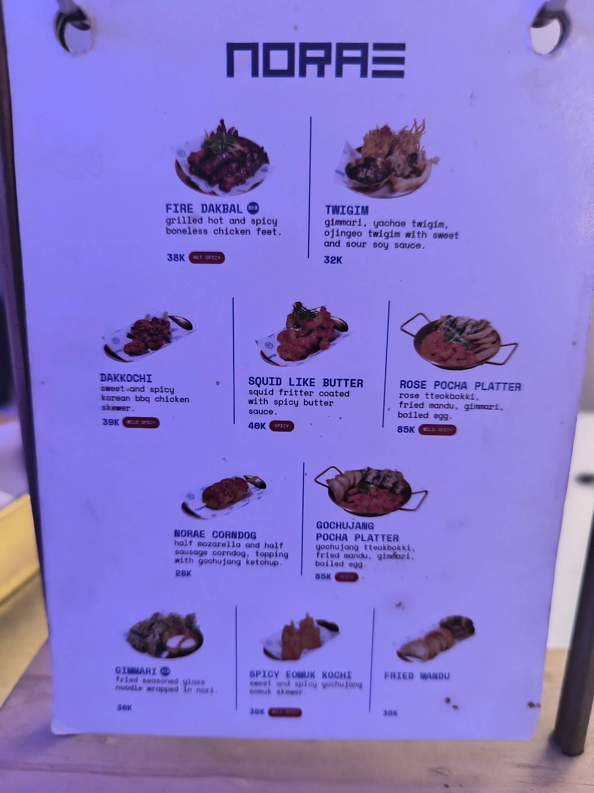 Menu at Norae - Coffee and Eatery restaurant, South Jakarta