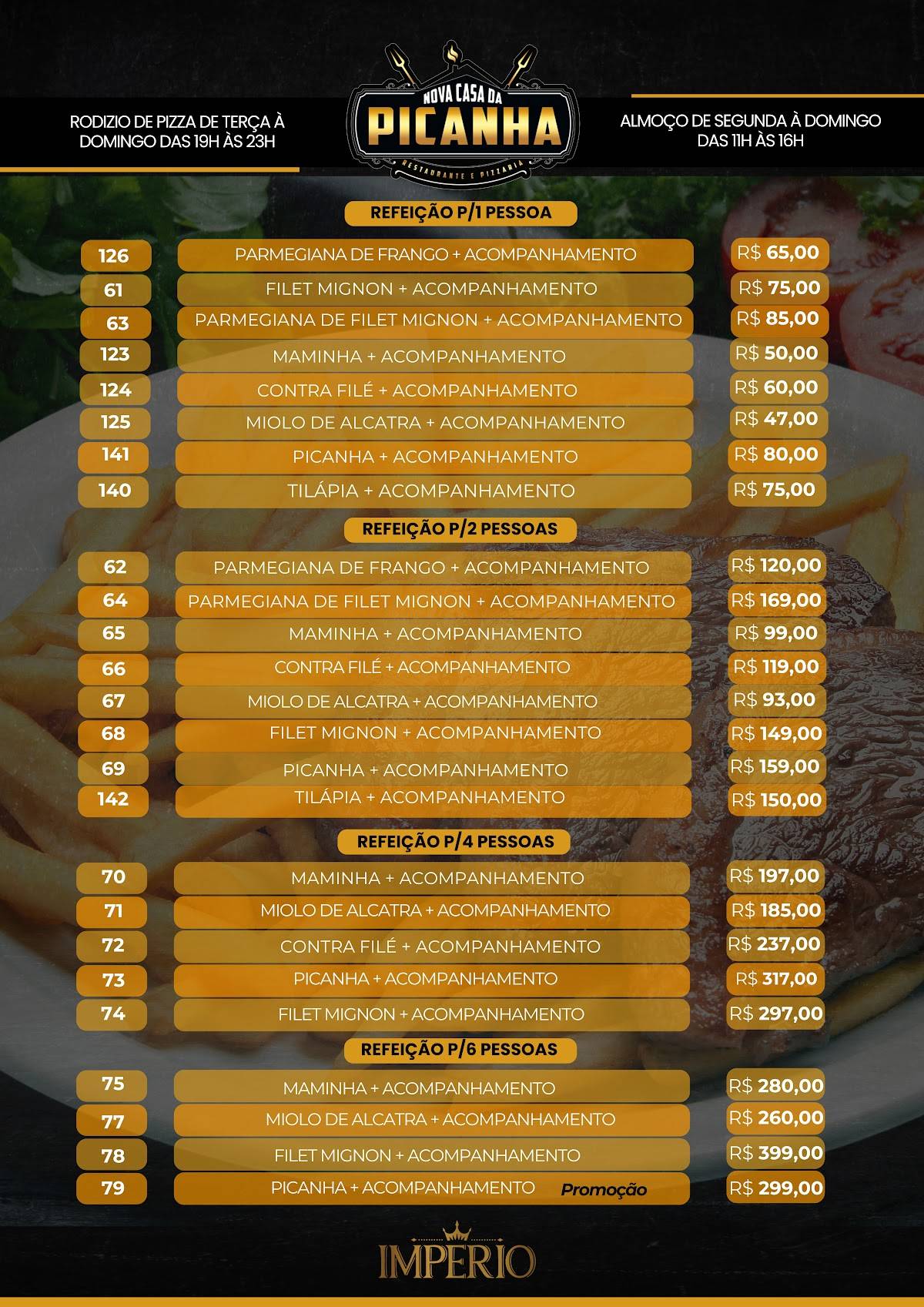 Nova Casa da Picanha cardápio