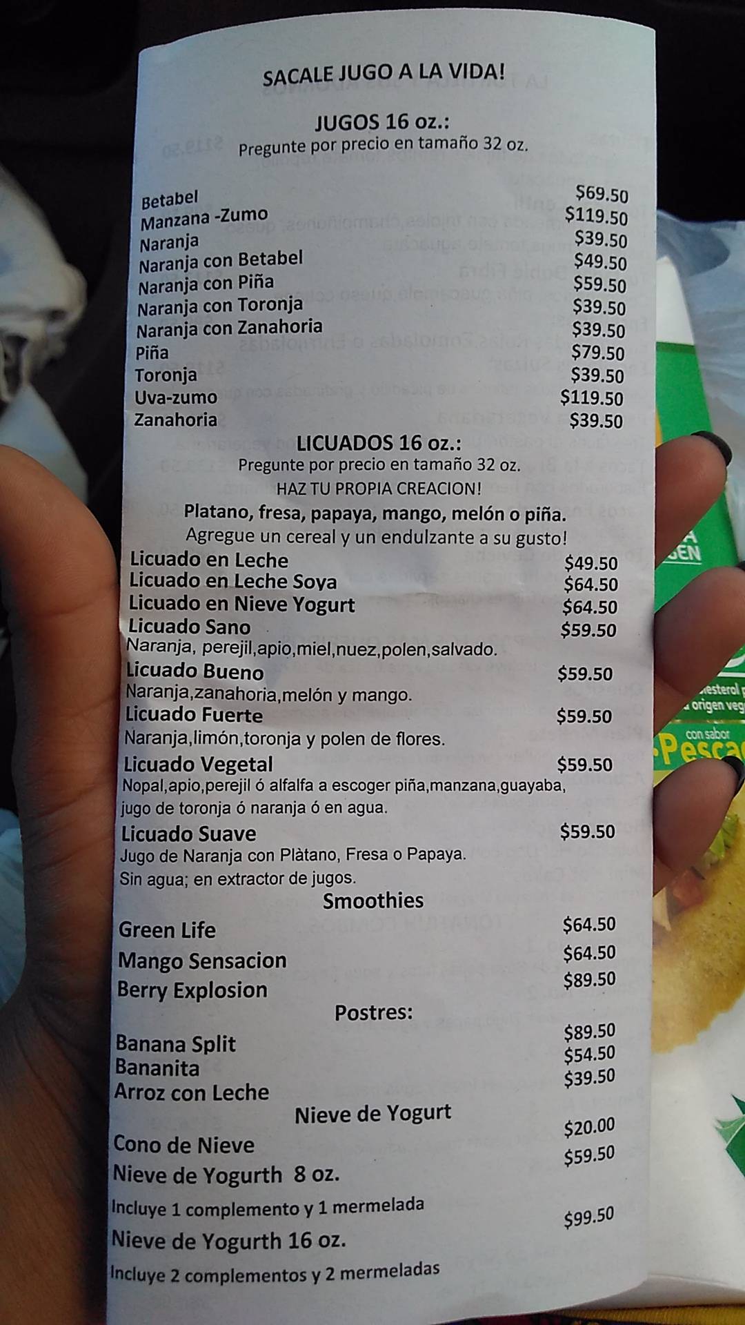Carta del restaurante El Nuevo Sol, Nuevo Laredo, C. Perú 2502