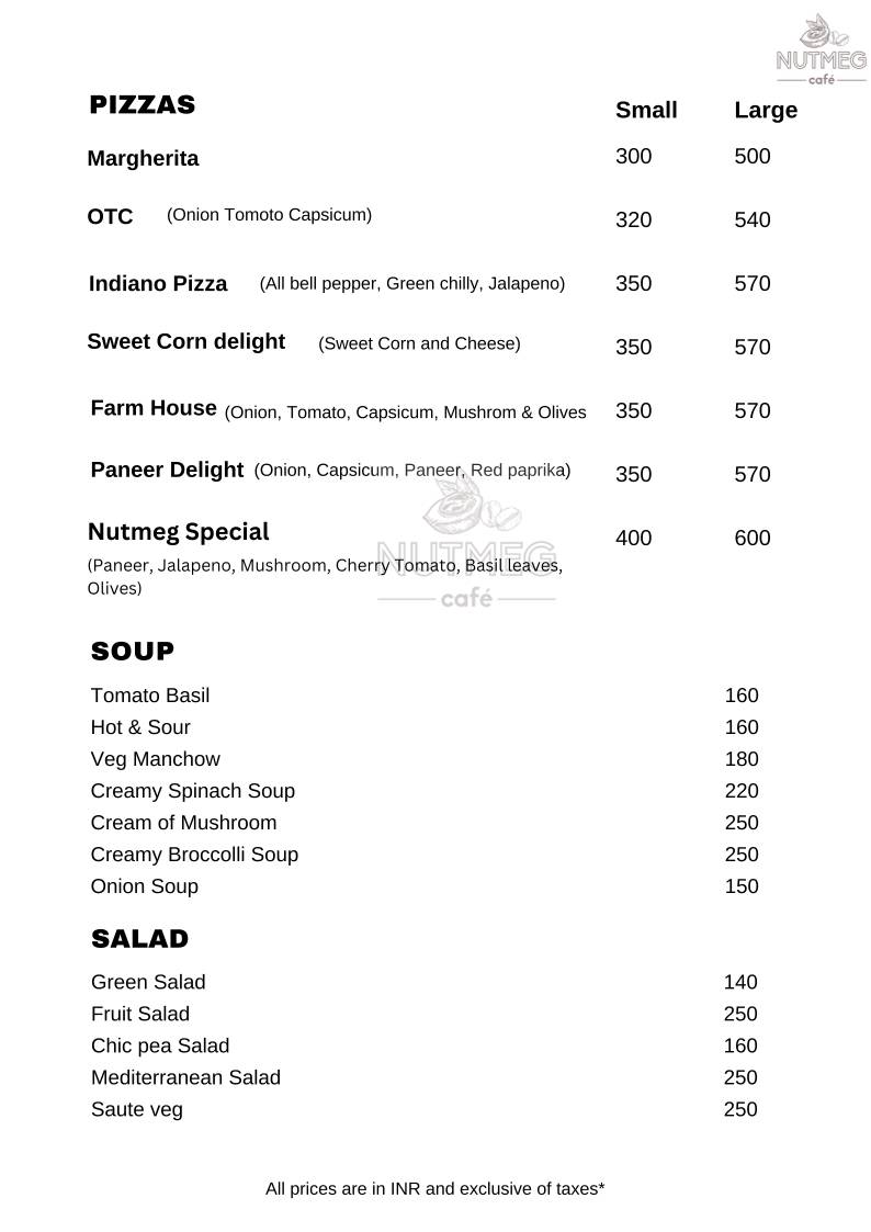 Nutmeg cafe pushkar menu