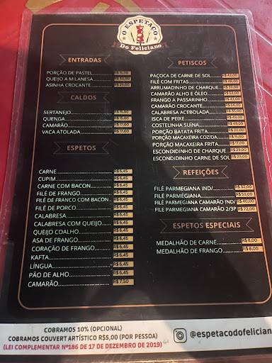 O Espetaço do Feliciano cardápio