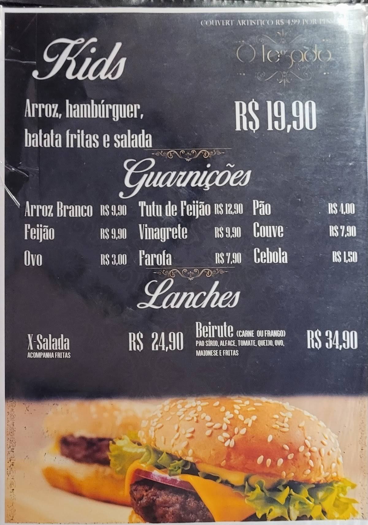 O Legado Restaurante cardápio