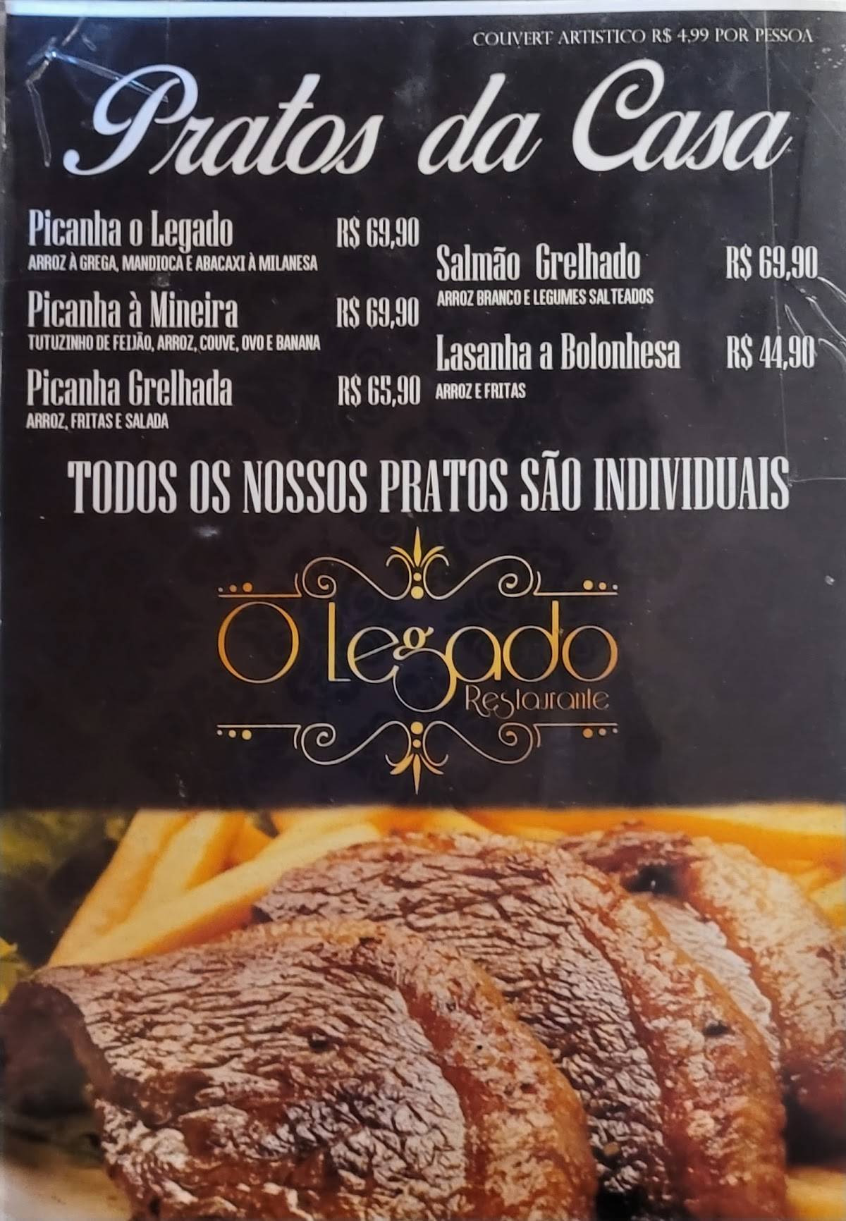 O Legado Restaurante cardápio