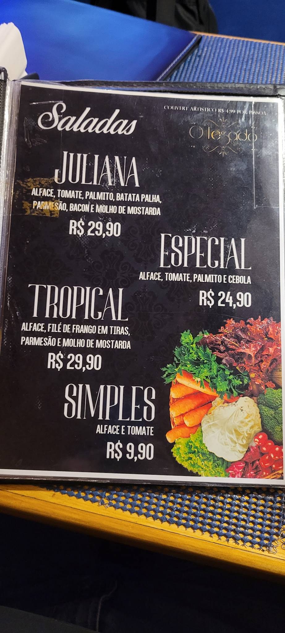 O Legado Restaurante cardápio