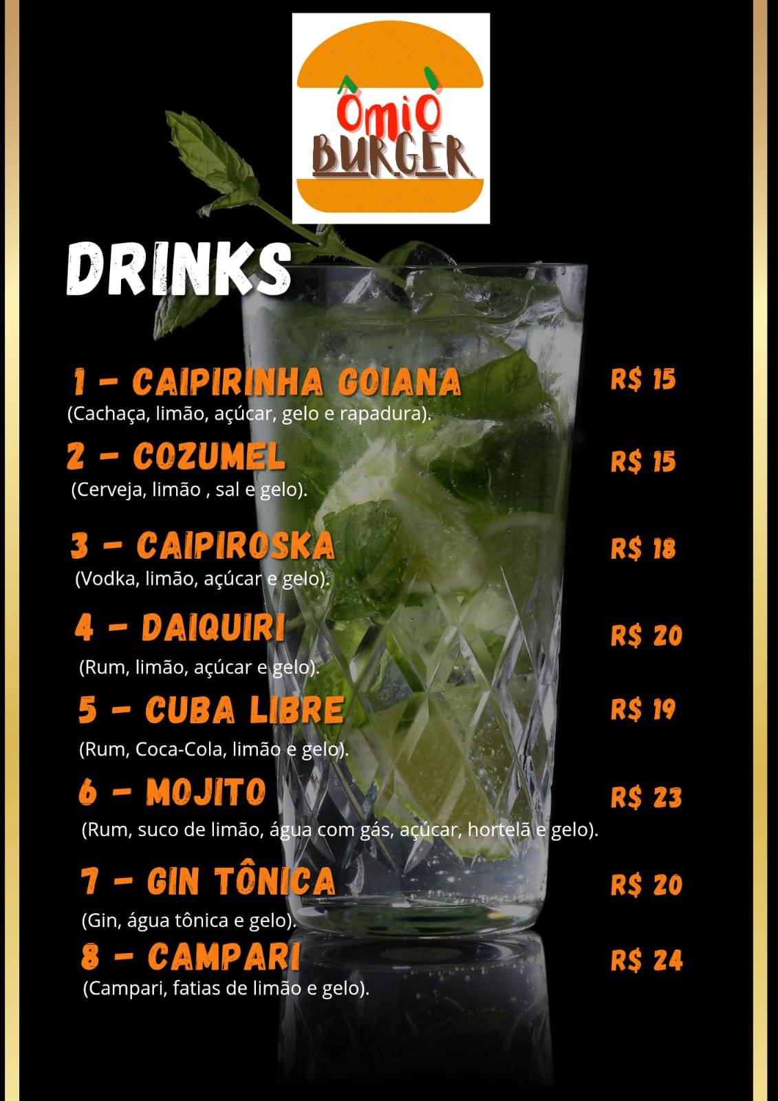 Ô Mió Burger cardápio