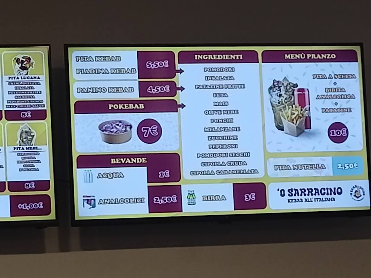 Menu di 'O Sarracino Kebab 