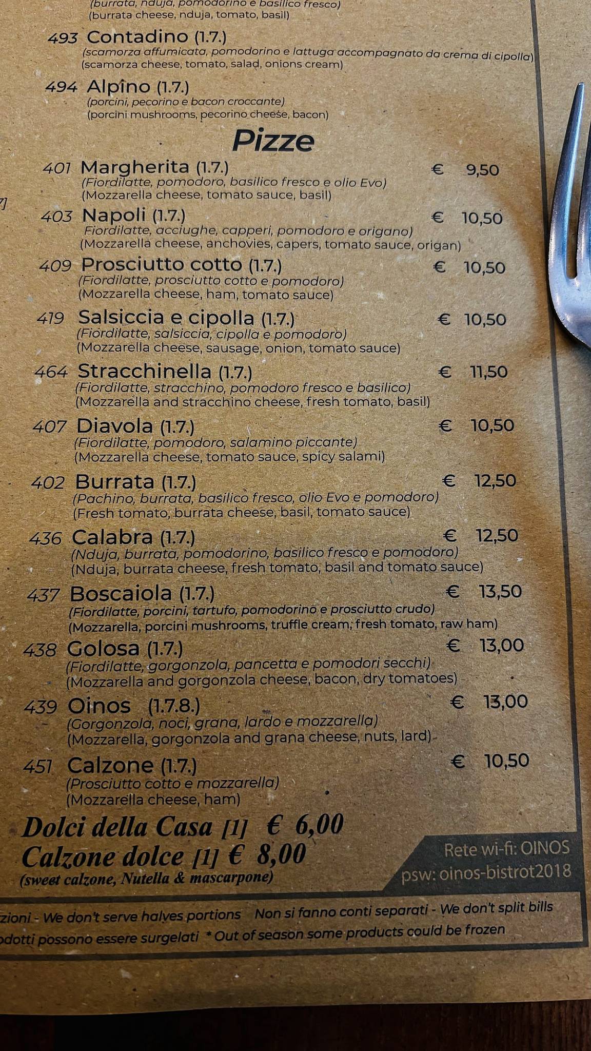 Menu di OINOS 