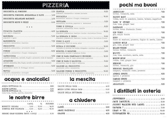 Menu di OSTERIA DEGLI STOLTI 