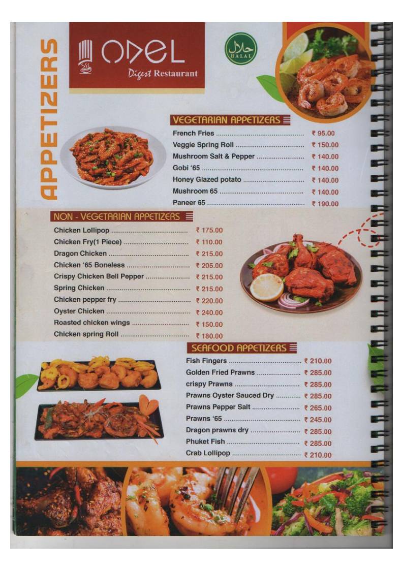 Odel digest Restaurant Nagercoil menu