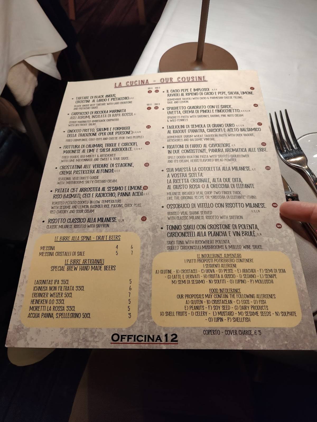 Menu di Ristorante Officina 12 