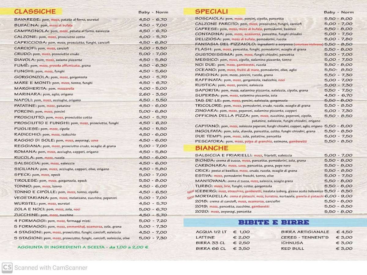 Menu di Officina Della Pizza 