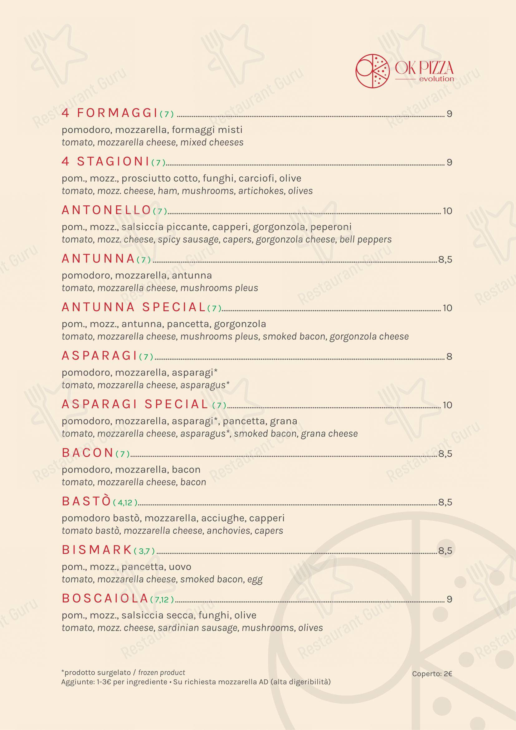 Menu di Ok Pizza Evolution - Ristorante Pizzeria - Menu