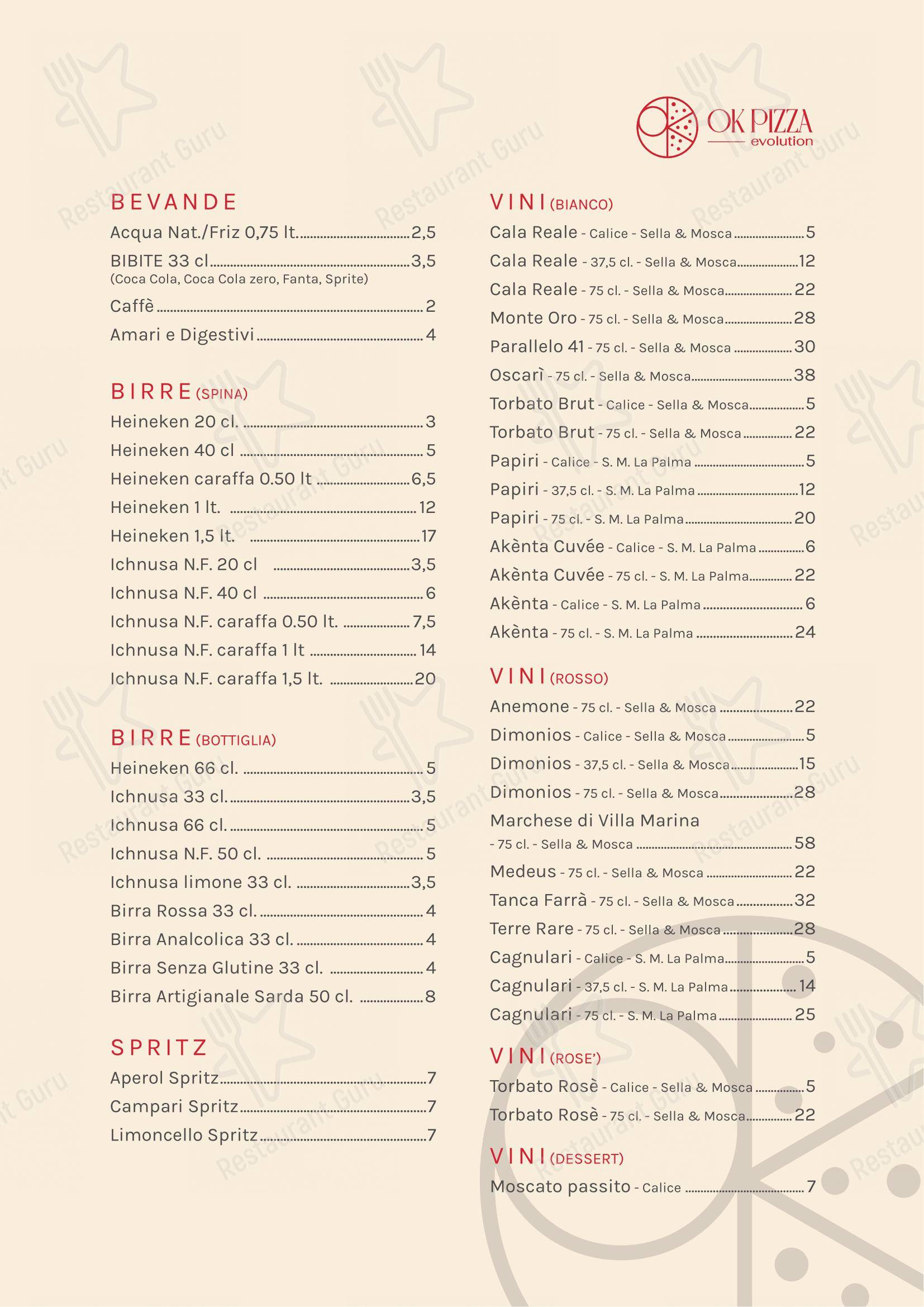 Menu per Ok Pizza Evolution - Ristorante Pizzeria in Alghero